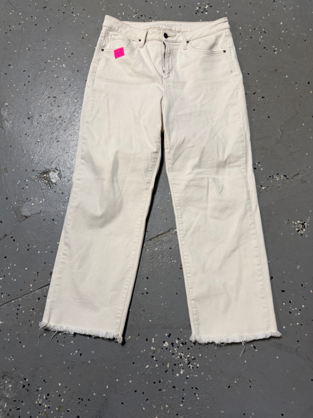 Chico's Cream Straight-Leg Jeans with Raw Hem